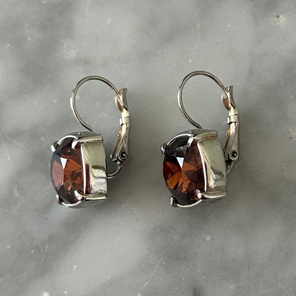 Chic Silver and Brown Crystal Earrings - Picture 6 of 6